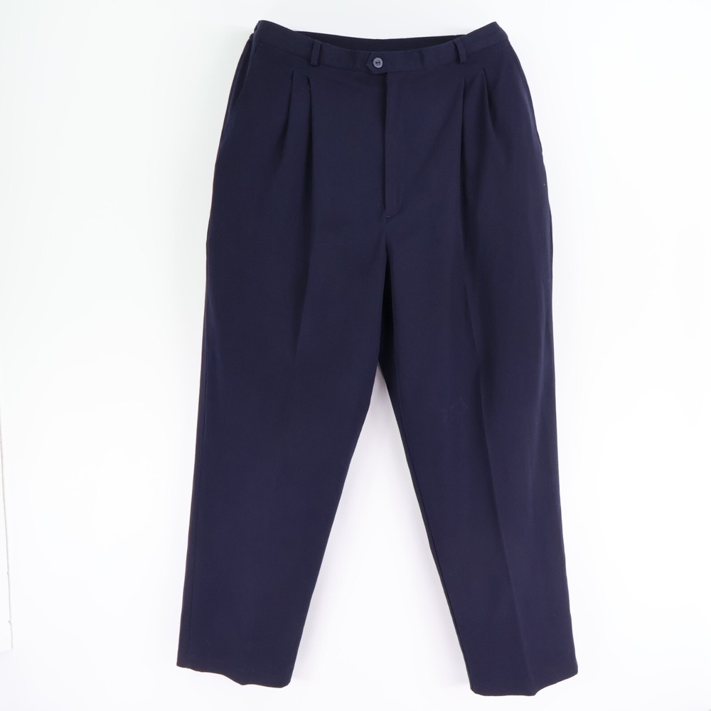 Jaclyn Smith Classic Dress Pants Pleated Front Stretch Waist Womens 18 Dark Blue